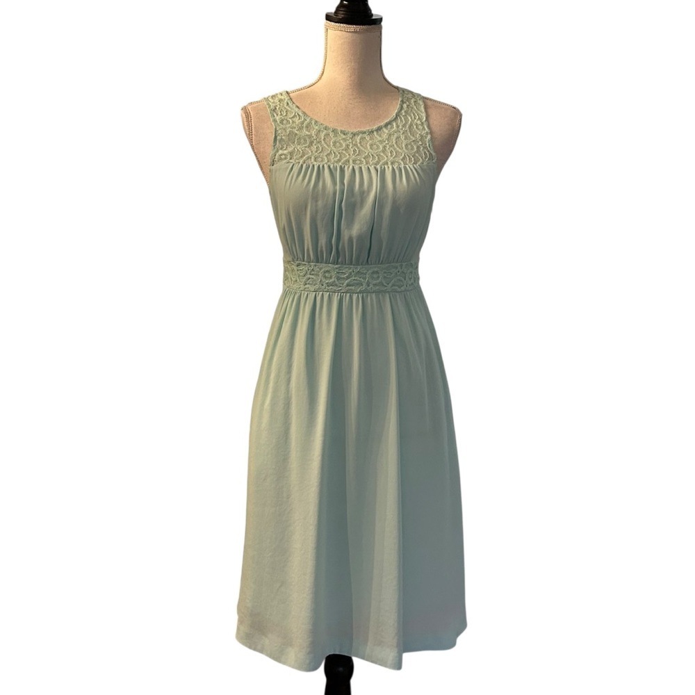 Anthropologie Lace-Yoke Dress Size 2 by HD in Paris Women’s SZ 0 in Sky Blue - Picture 1 of 9